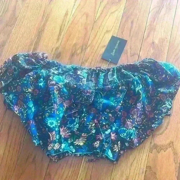 Puffy Cinched Flounce Sleeve Boho Feminine Floral Hippie Gypsy Peasant Crop Top - Picture 3 of 6